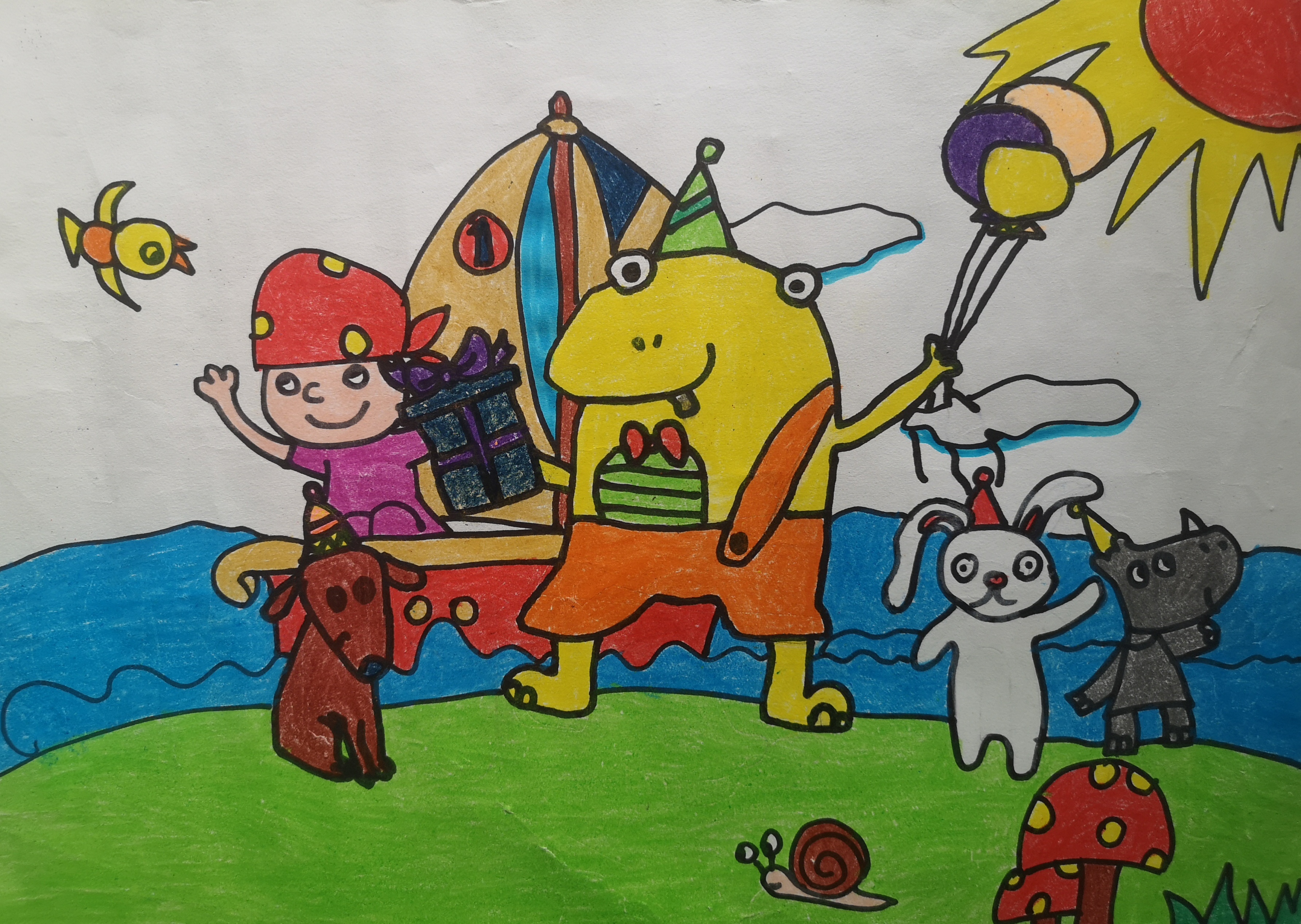 我的假日儿童画二年级图片
